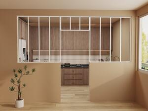 Vetrata atelier con sopraluce 2 x L120 x H130 + L83 x H40 cm Bianco in Alluminio termolaccato - Lotto di 2 - BAYVIEW