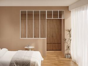 Vetrata atelier con sopraluce L120 x H130 + L83 x H40 cm Bianco in Alluminio termolaccato - BAYVIEW