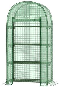 Outsunny Serra da Giardino con Ripiani in Metallo, Copertura in PE e Porta Avvolgibile, 80x49x160cm, Verde | Aosom Italy