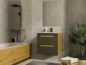 Mobile bagno sospeso con lavabo da incasso Naturale e Antracite 60 cm - ARUBA