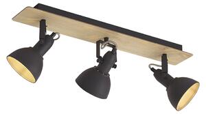 Faretto da soffitto nero con legno 3 luci ruotabile e inclinabile - Jakub