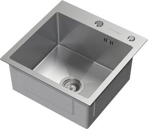 ML-Design lavello da cucina con scarico e troppopieno, argento, in acciaio inox