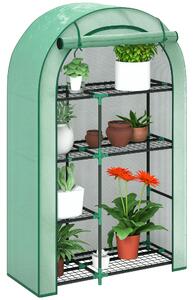 Outsunny Serra da Giardino a Parete a 4 Livelli con Porta a Cerniera, copertura in PE e raggi UV, 100x45x160 cm, Verde|Aosom Italy