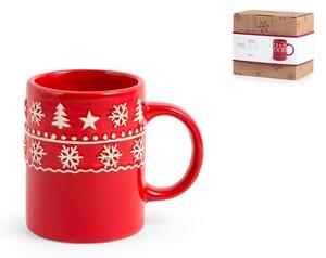 Set 6 mug in ceramica decoro natale colore rosso cc 260