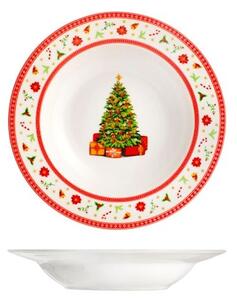 Set 12 piatti fondi Classy Xmas in porcellana decorata cm 21,5