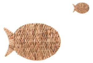 Set 3 tovagliette forma pesce in foglia di giacinto naturale cm 51x35