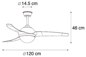 Ventilatore da soffitto in acciaio con telecomando - Bora 52