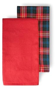 Set 2 strofinacci Tartan in cotone e poliestere cm 57x70