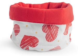 Cestino pane Cuori in cotone e poliestere cm 16