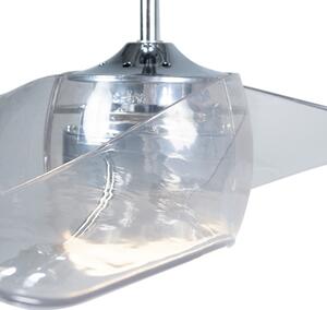 Ventilatore da soffitto cromato con LED con telecomando - Sirocco 50