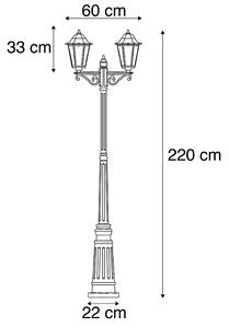 Lanterna da esterno nera 220 cm 2 luci IP44 - Havana