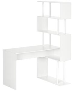 HOMCOM Scrivania Angolare Moderna in Truciolato con Ripiano a 4 Livelli per Ufficio e Studio, 120x80x176 cm, Bianco|Aosom
