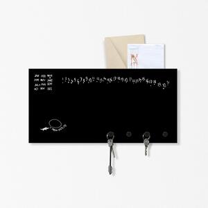 Design Object Portachiavi da parete per ufficio con calendario e lavagna magnetica "MINI KROK" Metallo Nero