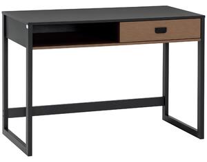 HOMCOM Scrivania per Camera e Ufficio con Cassetto Stile Industriale, 110x50x76cm, Noce e Nero|Aosom