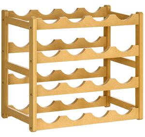 HOMCOM Scaffale Portabottiglie Vino a 4 Livelli per 16 Bottiglie in Legno di Bambù, 43x23.5x38cm|Aosom