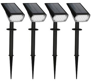 Outsunny set da 4 Faretti da Giardino e Muro con Picchetto, Luce Solare 2 Luminosità, 17x10x48.3cm Nero|Aosom