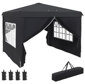 Outsunny Gazebo 3x3m Pieghevole con Borsa da Trasporto e Fori di Drenaggio,Altezza Regolabile, in Oxford impermeabile e acciaio, Grigio | Aosom Italy