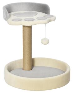 PawHut Tiragraffi per Gatti con Lettini, Corda in Juta e Peluche, 41x41x44 cm, Grigio e Beige|Aosom