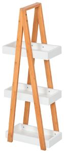 Kleankin Scaffale Bagno 3 Ripiani in MDF e Bambù naturale, Struttura piramidale, 30x18x81cm, Colore Legno e Grigio|Aosom Italy
