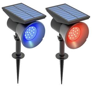 Outsunny Set 2 Luci da Giardino Solari RGB con 2 Modalità di Illuminazione, in PP e PC, 10.6x15x38 cm, Nero|Aosom