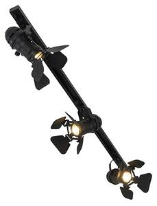 Sistema di illuminazione a binario moderno con 3 faretti nero 1 fase - Iconic Movie