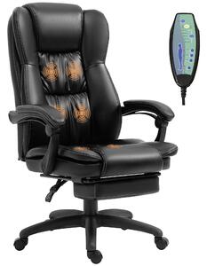 Vinsetto Poltrona da Ufficio con 6 Punti Massaggianti e Poggiapiedi, Altezza Regolabile, Sedia in Finta Pelle, 68.5x68.5x113-121cm, Nera | Aosom Italy