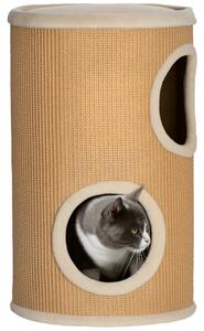PawHut Torre Tiragraffi per Gatti a 2 Livelli in Sisal con Casette in Peluche per 1-2 Gatti, Marrone