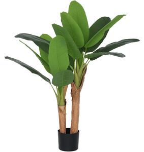 HOMCOM Pianta Artificiale di Banano Alta 120 cm con Vaso Incluso per Interni, Verde