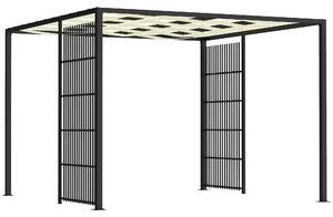 Outsunny Pergola per Esterno 3x3 m con Copertura Ondulata e Pannelli Laterali, in Metallo e Poliestere Nero