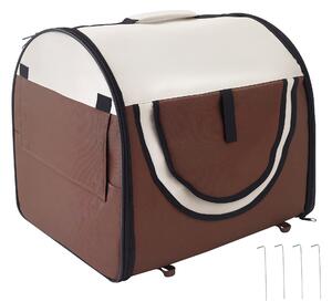 PawHut Trasportino Gabbia da Trasporto per Cani Gatti e Animali Domestici Pieghevole 61x46x51cm caffè|Aosom