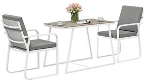 Outsunny Set da Esterno 3 Pezzi con 2 Sedie con Braccioli e Cuscini e Tavolo con Piano in Vetro, Bianco