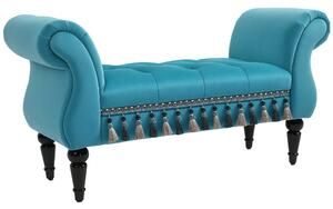 HOMCOM Panca Fondo Letto Imbottita in Gommapiuma, Legno e Poliestere, 117x40x58 cm, Blu