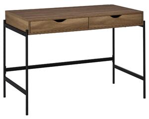 HOMCOM Scrivania Moderna Stile Industriale con 2 Cassetti per Camera e Ufficio, Metallo e MDF, 110x55x75cm, Nero Marrone