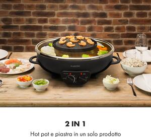 Klarstein Szechuan, Hot Pot e piastra grill 2 in 1, 5l, 1350 / 600 W, nero