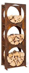 Blumfeldt Trio Circulo, legnaia, 55 x 160 x 30 cm, acciaio da 3 mm, scaffale, color ruggine