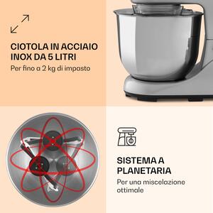 Klarstein Bella Pico 2G, robot da cucina, 1300W, 1,7 PS, 6 livelli, 5 litri