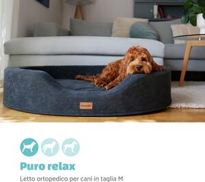 Brunolie Lotte, lettino e cuscino per cani, lavabile, ortopedico, antiscivolo, memory foam traspirante, taglia M (80 x 20 x 60 cm)