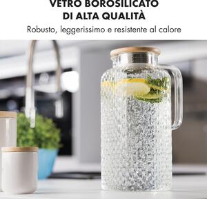 Klarstein Glaswerk Livenza - Caraffa per l'acqua, 1,9 litri, vetro borosilicato, filtro di acciaio inox, coperchio