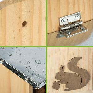 Blumfeldt Mangiatoia per scoiattoli tetto di metallo legno di pino non trattato