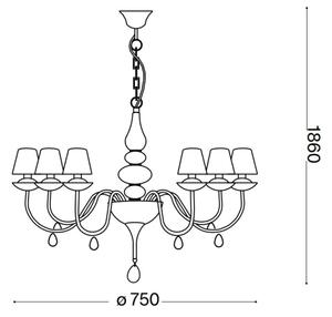 Ideal Lux - Lampadario a sospensione con catena BLANCHE 6xE14/40W/230V diametro 75 cm bianco