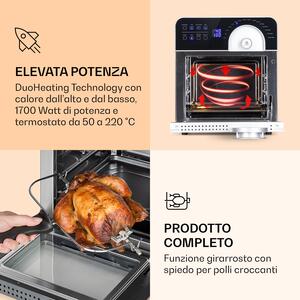 Klarstein AeroVital Cube Chef friggitrice ad aria calda, 1700 W, 14 litri, 16 programmi, calore superiore e inferiore