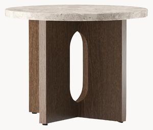 Tavolino rotondo in legno con piano in arenaria Androgyne