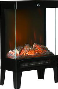 DecHome Camino Elettrico 1000W / 2000W con Fiamma LED Realistica e Controllo Temperatura 40.5x20x62 cm Nero - 301V90BK-820