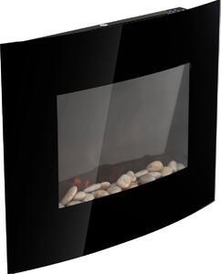 DecHome Caminetto Elettrico da Parete In Acciaio Inox Vetro Temperato Potenza 900W/1800 Watt - 8D0014
