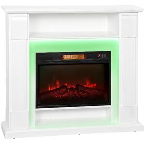 DecHome Camino Elettrico 1800W Regolabile con Fiamma 3D, Ripiano, Timer e Telecomando, 105x27x97 cm colore Bianco - R350WT