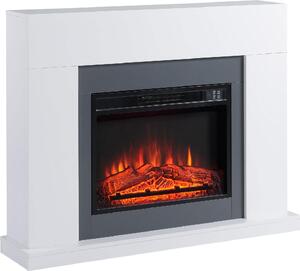 DecHome Camino Elettrico a Parete con Effetto Fiamma e timer Copertura 37mq Bianco