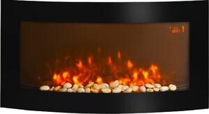 DecHome Camino Elettrico a Parete e da Incasso con Luce LED a 7 Colori Potenza 1000/2000W e Temperatura 15-30C colore Nero - 13052S402