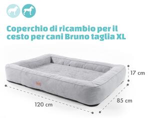 Brunolie Bruno, Rivestimento di Ricambio per Lettino per Cani | Lavabile | Antiscivolo | Traspirante | Taglia XL (120x17x85 cm)
