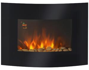 DecHome Camino Elettrico da Parete con 2 Livelli di Riscaldamento 900-1800W, Fiamma 7 Colori Regolabili e Telecomando colore Nero - L373053