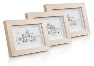 Casa Chic Edinburgh - Set di 3 cornici, rettangolari, 14 x 9 cm, foto, passepartout, legno